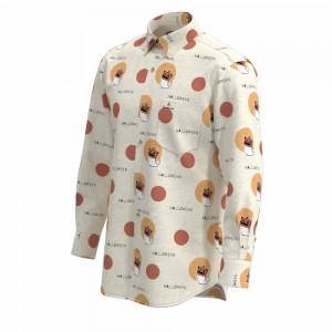Halloween New Season Hot sale Men’s Print Shirt 100% Cotton Long Sleeve Novelty Digital Print Shirt For Men GTF000081
