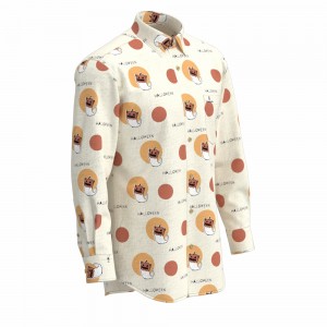 Halloween New Season Hot sale Men’s Print Shirt 100% Cotton Long Sleeve Novelty Digital Print Shirt For Men GTF000081