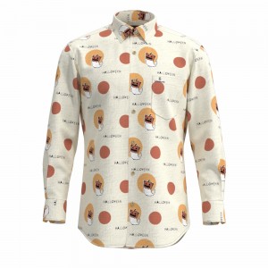 Halloween New Season Hot sale Men’s Print Shirt 100% Cotton Long Sleeve Novelty Digital Print Shirt For Men GTF000081