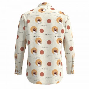 Halloween New Season Hot sale Men’s Print Shirt 100% Cotton Long Sleeve Novelty Digital Print Shirt For Men GTF000081