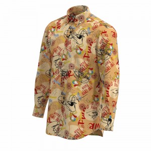 New Design Best Quality Men’s Print Shirt 100% Cotton Novelty Print Monogram Halloween Digital Print Shirt For Men GTF000082