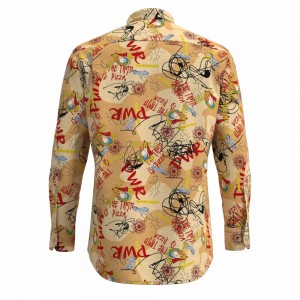 New Design Best Quality Men’s Print Shirt 100% Cotton Novelty Print Monogram Halloween Digital Print Shirt For Men GTF000082