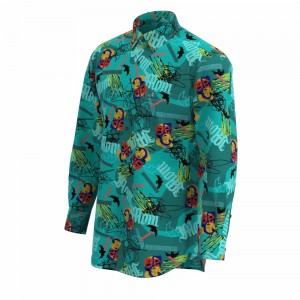 Modern Design Halloween Shirt Men’s Print Shirt Pure Cotton Green Digital Print Shirt For Men GTF000083