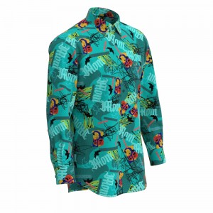 Modern Design Halloween Shirt Men’s Print Shirt Pure Cotton Green Digital Print Shirt For Men GTF000083