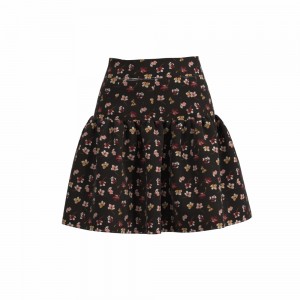 Top Quality Fashion Nice Ladies Short Skirt 100% Polyester Small Floral Span Crepe Flutter Layer for Women GTF113008G1