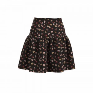 Top Quality Fashion Nice Ladies Short Skirt 100% Polyester Small Floral Span Crepe Flutter Layer for Women GTF113008G1