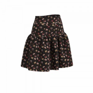 Top Quality Fashion Nice Ladies Short Skirt 100% Polyester Small Floral Span Crepe Flutter Layer for Women GTF113008G1