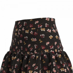 Top Quality Fashion Nice Ladies Short Skirt 100% Polyester Small Floral Span Crepe Flutter Layer for Women GTF113008G1