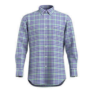 New Promotion essential Gingham Blue Green Check Shirt 100% Cotton Casual Long Sleeve Shirt for Men GTF190002