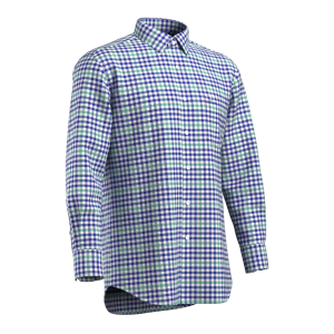 New Promotion essential Gingham Blue Green Check Shirt 100% Cotton Casual Long Sleeve Shirt for Men GTF190002