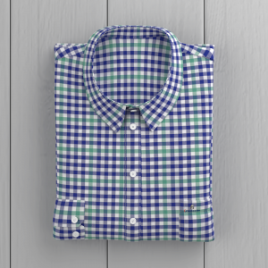 New Promotion essential Gingham Blue Green Check Shirt 100% Cotton Casual Long Sleeve Shirt for Men GTF190002