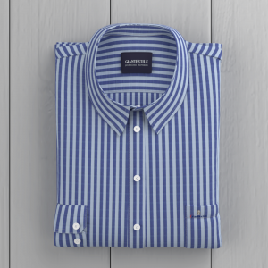 Wholesale Price Classic Blue White strip Shirt 100% Cotton Casual Long Sleeve Shirt for Men GTF190011