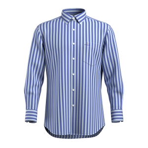 Hot Selling Essential Blue White wide strip Shirt 100% Cotton Casual Long Sleeve Shirt for Men GTF190012