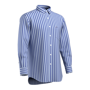 Hot Selling Essential Blue White wide strip Shirt 100% Cotton Casual Long Sleeve Shirt for Men GTF190012