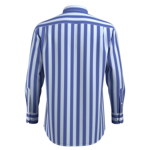 Designer Essential Blue White Super wide strip Shirt 100% Cotton Casual Long Sleeve Shirt for Men GTF190013