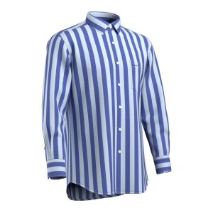 Designer Essential Blue White Super wide strip Shirt 100% Cotton Casual Long Sleeve Shirt for Men GTF190013