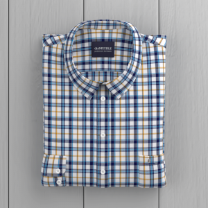 New Arrival Blue Yellow check Shirt Bamboo fiber Check Casual Long Sleeve Sustainable Shirt for Men GTF190016
