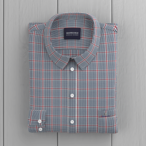 Modern Design Blue Red check Shirt Bamboo fiber Check Casual Long Sleeve Sustainable Shirt for Men GTF190017