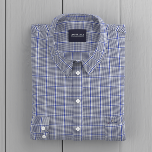 Modern Design Gray Blue check Shirt Bamboo fiber Check Casual Long Sleeve Sustainable Shirt for Men GTF190018