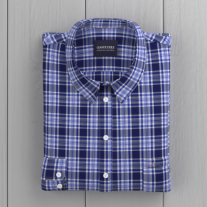 New Arrival Essential Blue check Shirt Bamboo fiber Check Casual Long Sleeve Sustainable Shirt for Men GTF190019