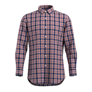 England style Navy Red check Shirt Bamboo fiber Check Casual Long Sleeve Sustainable Shirt for Men GTF190020