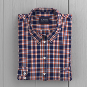 England style Navy Red check Shirt Bamboo fiber Check Casual Long Sleeve Sustainable Shirt for Men GTF190020
