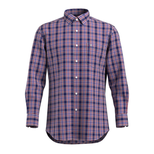 New Arrival Navy Burgundy check Shirt Bamboo fiber Check Casual Long Sleeve Sustainable Shirt for Men GTF190021