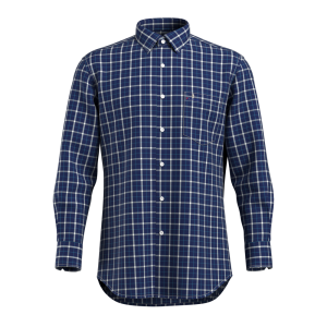 2021 New In Trend Dark Blue check Shirt Bamboo fiber Check Casual Long Sleeve Sustainable Shirt for Men GTF190022