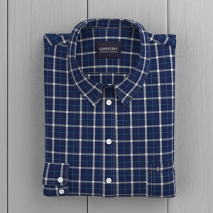 2021 New In Trend Dark Blue check Shirt Bamboo fiber Check Casual Long Sleeve Sustainable Shirt for Men GTF190022