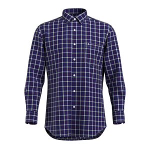 New In Trend Dark Blue Subtle check Shirt Bamboo fiber Check Casual Long Sleeve Sustainable Shirt for Men GTF190023