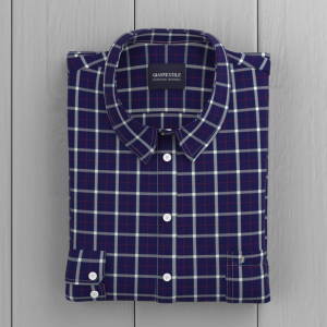 New In Trend Dark Blue Subtle check Shirt Bamboo fiber Check Casual Long Sleeve Sustainable Shirt for Men GTF190023