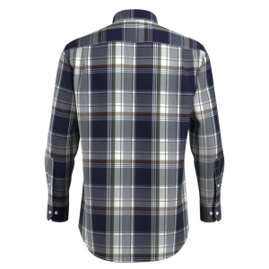 Hot Selling big Asymmetrical Check Shirt 100% Cotton Casual Navy Brown Long Sleeve Shirt for Men GTF190025