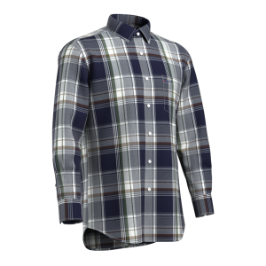 Hot Selling big Asymmetrical Check Shirt 100% Cotton Casual Navy Brown Long Sleeve Shirt for Men GTF190025