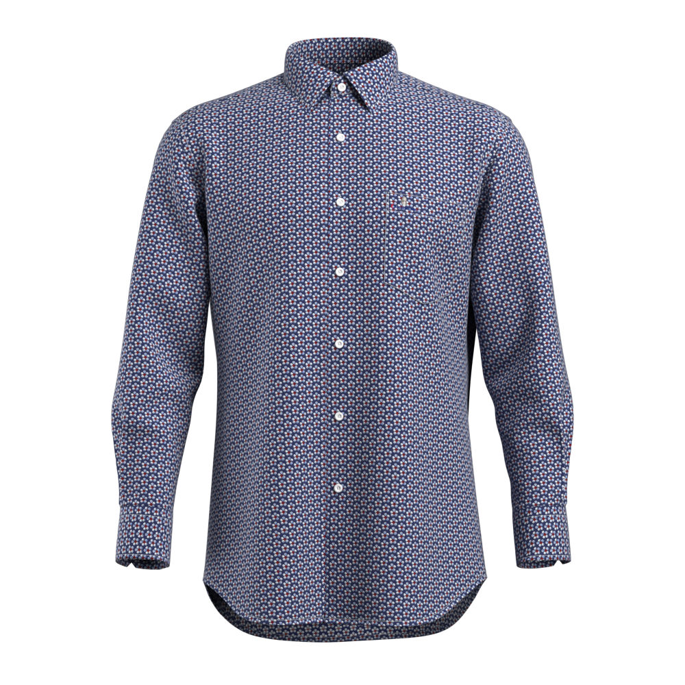 Men’s Print Shirt 100% Cotton Soft Wash Long Sleeve Flower Print Shirt ...