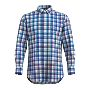 Men’s Shirt 100%Cotton Casual Shirt Yarn Dyed Blue Plaid Durable Comfortable Long Sleeve GTF190036