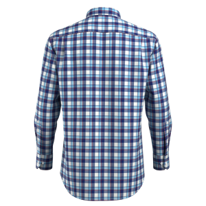 Men’s Shirt 100%Cotton Casual Shirt Yarn Dyed Blue Plaid Durable Comfortable Long Sleeve GTF190036