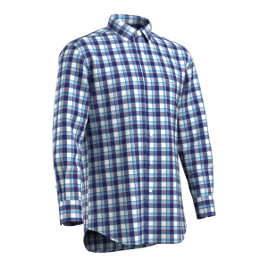 Men’s Shirt 100%Cotton Casual Shirt Yarn Dyed Blue Plaid Durable Comfortable Long Sleeve GTF190036