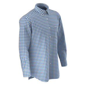Men’s Shirt 100%Cotton Blue Yarn Dyed Plaid Long Sleeve Casual Durable Comfortable Shirt GTF190042