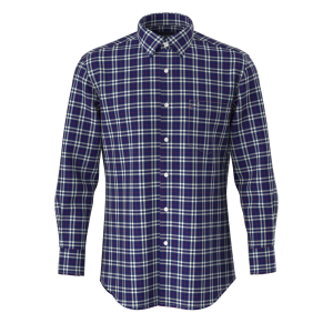 Men’s Shirt 100%Cotton Casual Comfortable Silky Shirt Yarn Dyed Plaid Long Sleeve GTF190043