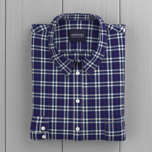 Men’s Shirt 100%Cotton Casual Comfortable Silky Shirt Yarn Dyed Plaid Long Sleeve GTF190043