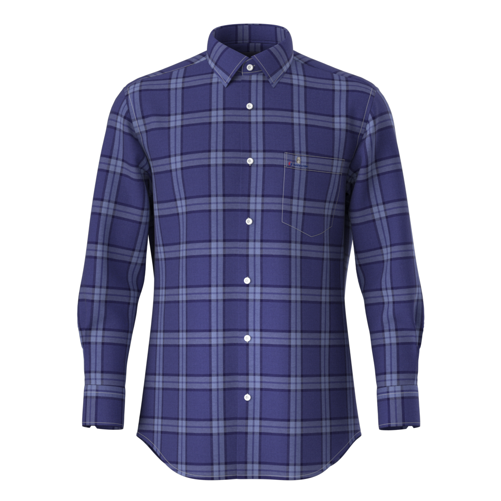 Conventional Purple Check Full Sleeve Men’s Shirt Cotton Tencel Linen Blended Uniform Work Shirt GTF190080 Featured Image