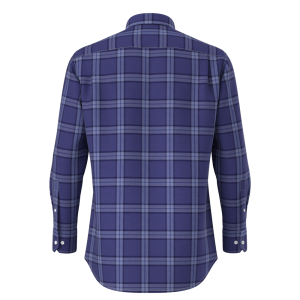 Conventional Purple Check Full Sleeve Men’s Shirt Cotton Tencel Linen Blended Uniform Work Shirt GTF190080
