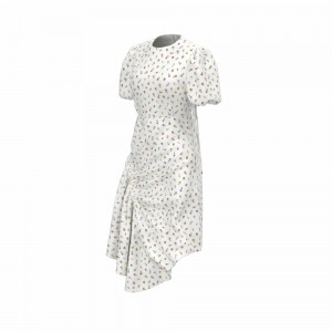 Hot sale Floral Print Tencel Super Soft Silky Like Elegant Short Sleeve Long Dress For Women GTF290015
