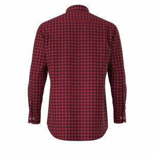 New Design Men’s Shirt 100% Cotton Long Sleeve Classical 14W Red And Black Check Corduroy Casual Shirt For Men GTF700007G1