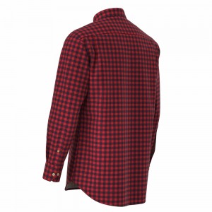 New Design Men’s Shirt 100% Cotton Long Sleeve Classical 14W Red And Black Check Corduroy Casual Shirt For Men GTF700007G1