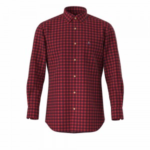 New Design Men’s Shirt 100% Cotton Long Sleeve Classical 14W Red And Black Check Corduroy Casual Shirt For Men GTF700007G1