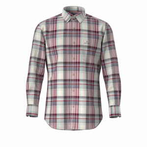 Competitive Price Warm Men’s Shirt 100% Cotton Good Hand Feel Print 14W Pink Check Corduroy Casual Shirt For Men GTF700008G1