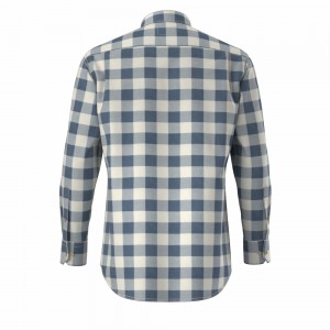 Best Quality Men’s Shirt 100% Cotton Long Sleeve Print 14W Blue Check Corduroy Casual Shirt For Men GTF700009G1