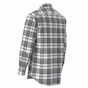 High-End Men’s Shirt High Quality Pure Cotton Long Sleeve Print 14W Black And White Check Corduroy Casual Shirt For Men GTF700010G1