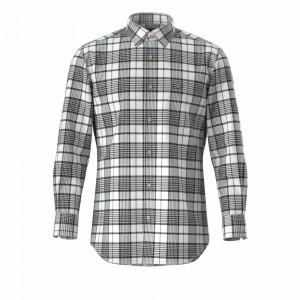 High-End Men’s Shirt High Quality Pure Cotton Long Sleeve Print 14W Black And White Check Corduroy Casual Shirt For Men GTF700010G1